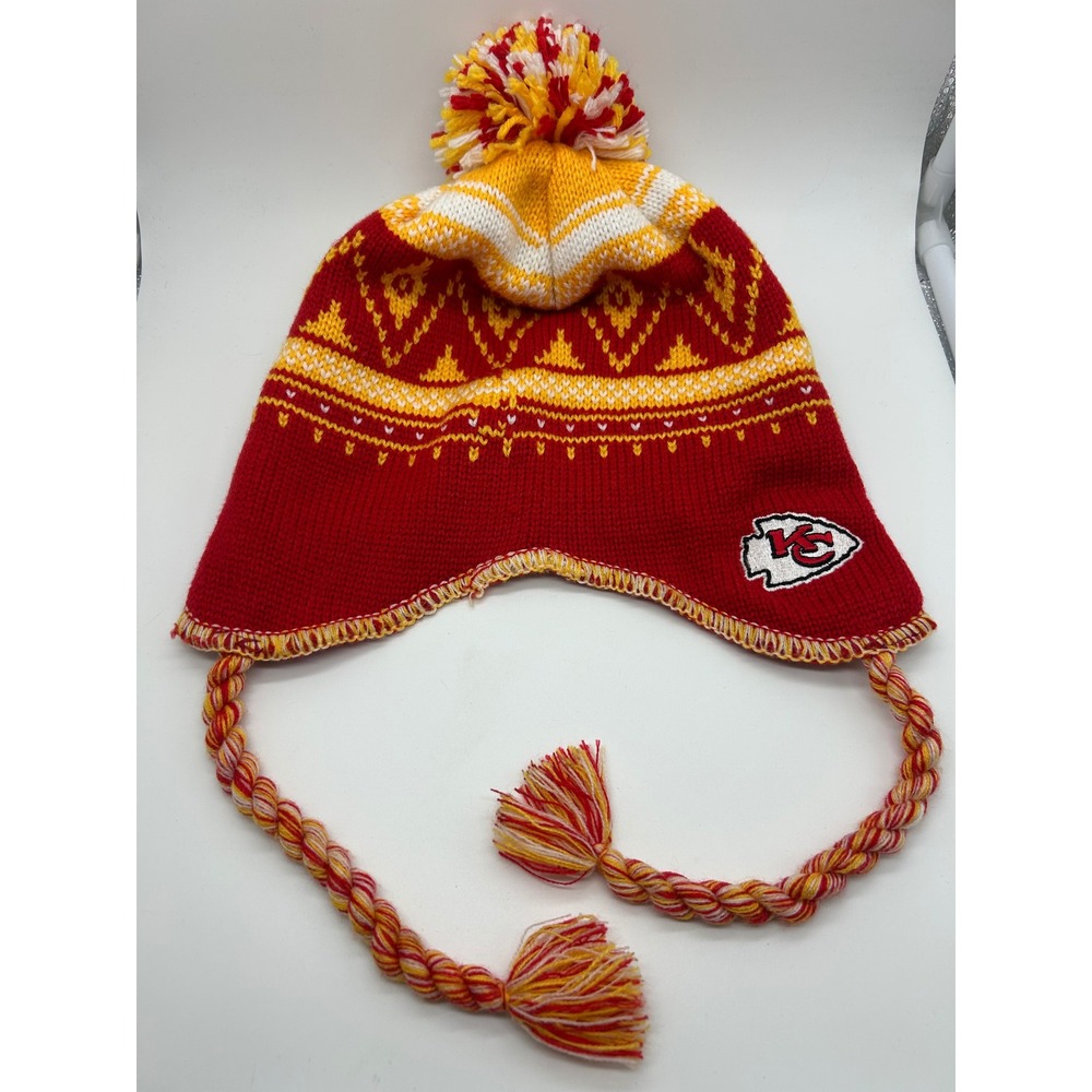 Kansas City Chiefs Beanie Unisex OSFM Red NFL Knit Tassel Fleece Lined Hat